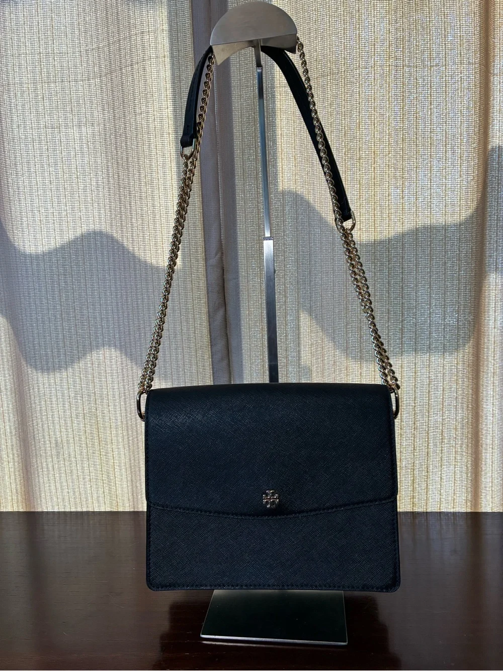Tory Burch Black Crossbody Bag with Gold Logo
